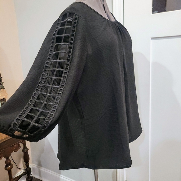 NWT 3X Open Sleeved Blk Dress Blouse - Picture 3 of 13